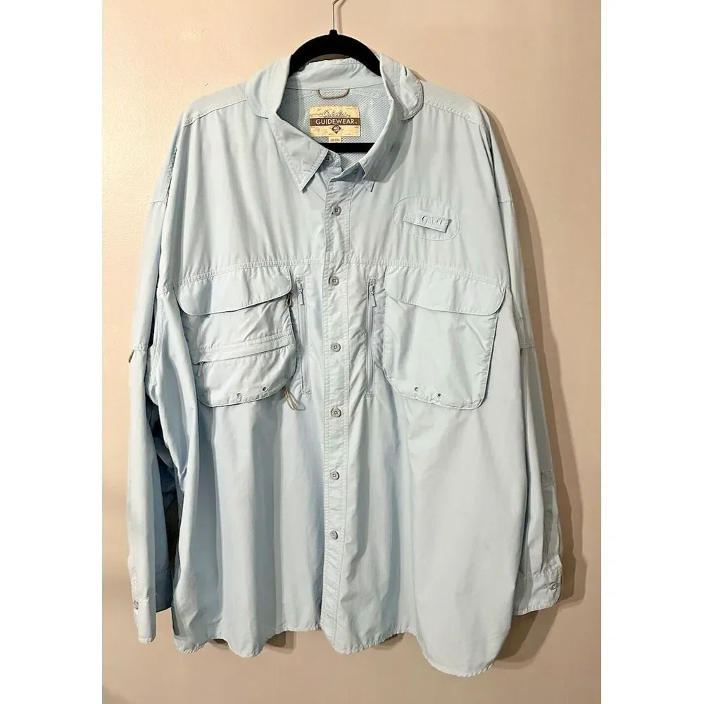 Cabela's Guidewear 40‎ UPF Men's Light Jacket Size 3XL R Light Blue Gorpcore
